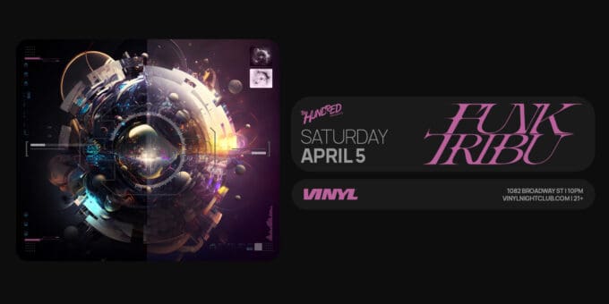 Funk Tribu performing at Club Vinyl event flyer april 5 2025 Denver Colorado
