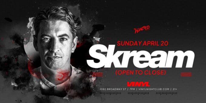 Skream at Club Vinyl in Denver Event Flyer April 20