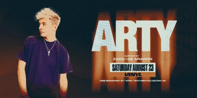 Arty at Club Vinyl in Denver Event Flyer Aug 23