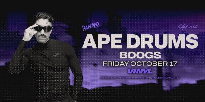 Ape Drums at Club Vinyl in Denver Event Flyer Oct 17