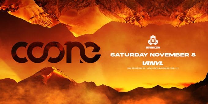 Basscon: Coone at Club Vinyl in Denver Event Flyer on Saturday 11/8