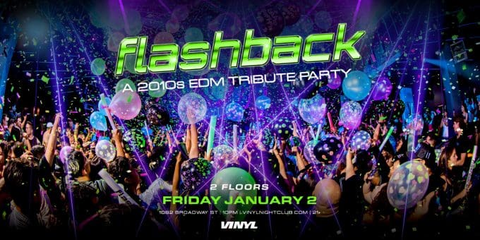 Flashback at Club Vinyl in Denver Event Flyer on Friday 1/2