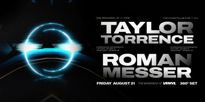 Taylor Torrence & Roman Messer at Club Vinyl in Denver Event Flyer 8/21