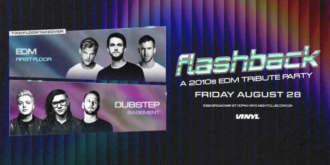 Flashback at Club Vinyl in Denver Event Flyer on 8/28